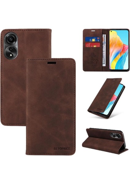 Oppo A78 4g Için Kılıf Folio Cüzdan Manyetik Koruyucu Pu Deri (Yurt Dışından)