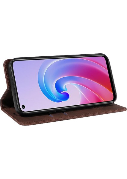 Oppo A96 5g Manyetik Folio Cüzdan Pu Deri Koruyucu Kılıf (Yurt Dışından)