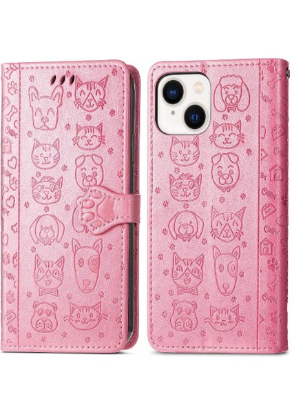 Iphone 14 Için Kılıf Artı Darbeye Karikatür Hayvanlar Deri Kılıf Flip (Yurt Dışından)