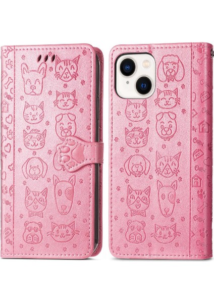 Iphone 14 Için Kılıf Artı Darbeye Karikatür Hayvanlar Deri Kılıf Flip (Yurt Dışından)