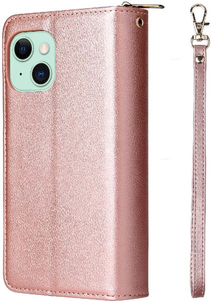 Iphone 15 Artı Cüzdan Durumda 9 Kart Yuvaları ile Fermuar Cep Flip (Yurt Dışından)