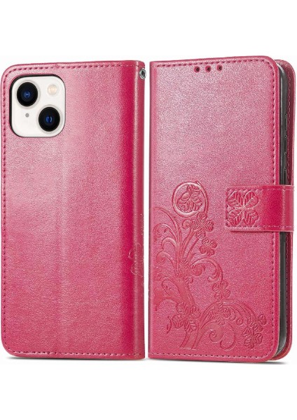 Iphone 15 Için Kılıf Deri Kılıf Zarif Iş Kısa Kayış Dört Yaprak (Yurt Dışından)