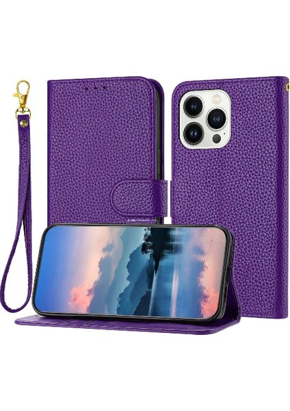 Iphone 13 Için Telefon Kılıfı Pro Litch Desen Kart Yuvaları Tutucu Cüzdan Flip (Yurt Dışından)