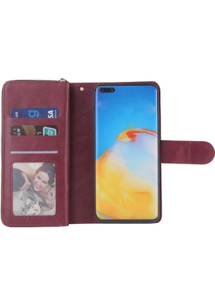 Huawei P40 Pro Flip Kapak Için Kılıf Fermuar Cep Kart Tutucu ile El 9 (Yurt Dışından)