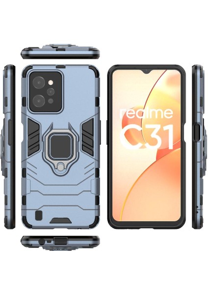 Realme C31 Için Kılıf Kickstand Askeri Damla Koruma 360 &deg; Dönen Halka (Yurt Dışından) fırsatları