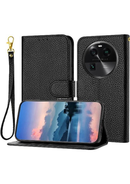 Oppo Bulmak Için Telefon Kılıfı X6 Pro Flip Folio Pu Deri Litchi Desen Cüzdan (Yurt Dışından)