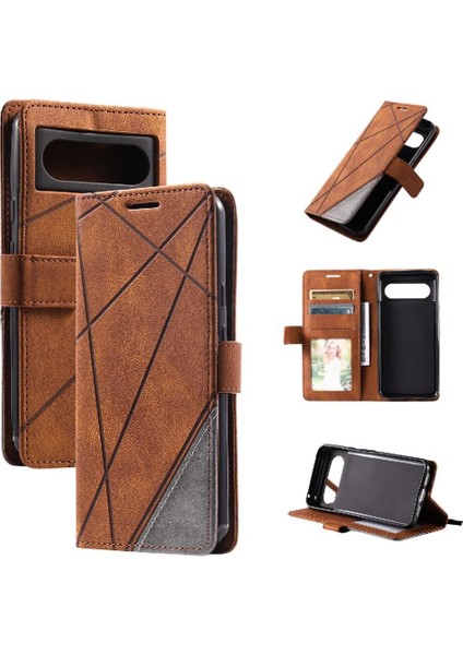 Google Piksel 8 Manyetik Darbeye Kart Tutucu Için Kılıf Kickstand Pu Flip (Yurt Dışından)