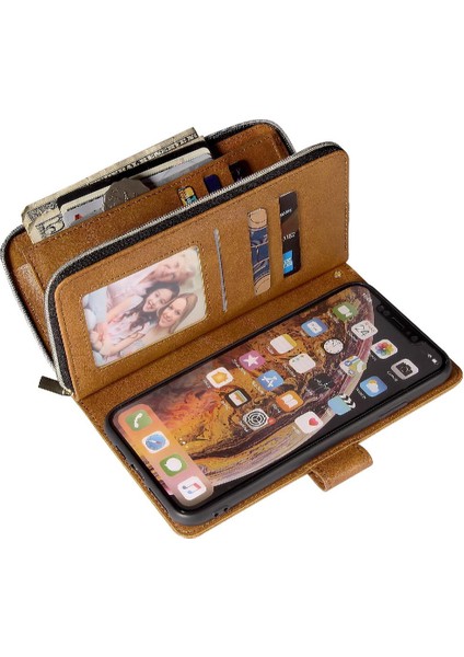 Iphone Xs Max Fermuar Cep Cüzdan Durumda 9 Kart Yuvaları ile Flip (Yurt Dışından) fırsatları