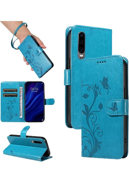 Huawei P30 Kabartmalı Kelebek Cüzdan Telefon Kılıfı Için Flip Case Yüksek ve (Yurt Dışından)
