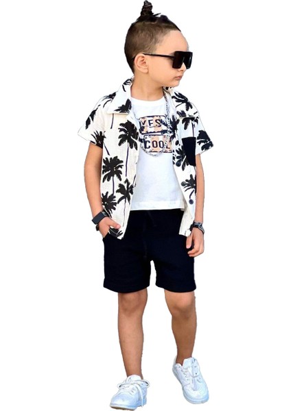 Müslin Gömlekli Palmiye Desen 3 lü takım - Siyah fiyatları