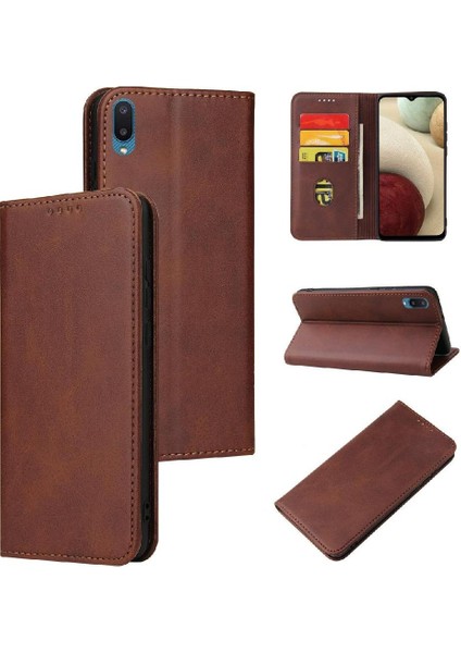 Samsung Galaxy A02/M02 Deri Folio Flip Case Tam Koruma (Yurt Dışından)
