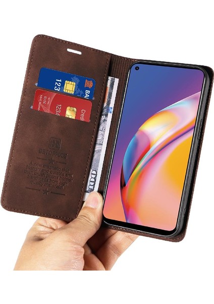 Bdt Shop Oppo A94 4g Için Kılıf Folio Cüzdan Manyetik Pu Deri Koruyucu (Yurt Dışından)