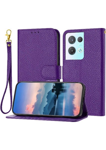 Oppo Phone 8 Pro Için Telefon Kılıfı Cüzdan Flip Folio Litchi Desen Pu Deri (Yurt Dışından)