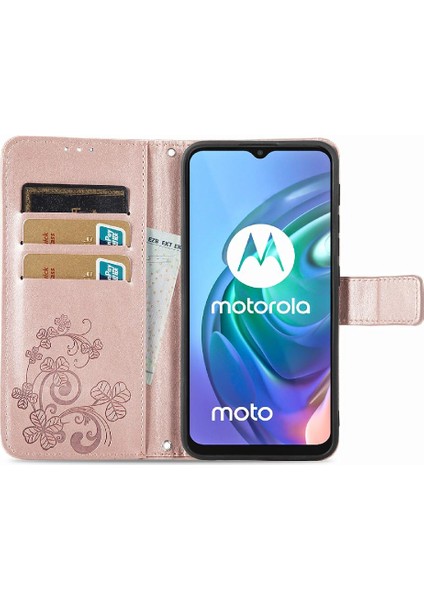 Motorola Moto G10 Dört Yapraklı Yonca Flip Kapak Için Kılıf Kısa Kayış Deri (Yurt Dışından) fiyatları