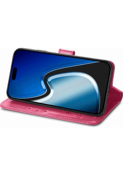 Iphone 15 Için Kılıf Artı Flip Kapak Dört Yapraklı Yonca Deri Kılıf Zarif (Yurt Dışından)