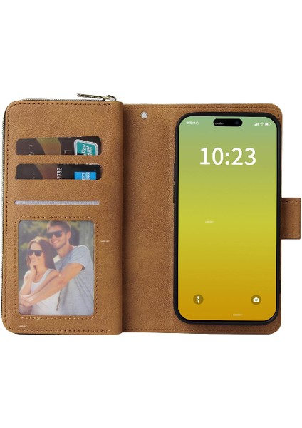 Iphone 15 Için Kılıf Kart Tutucu Fermuar Cep Cüzdan Kılıf 9 Kart Yuvaları ile (Yurt Dışından) modelleri