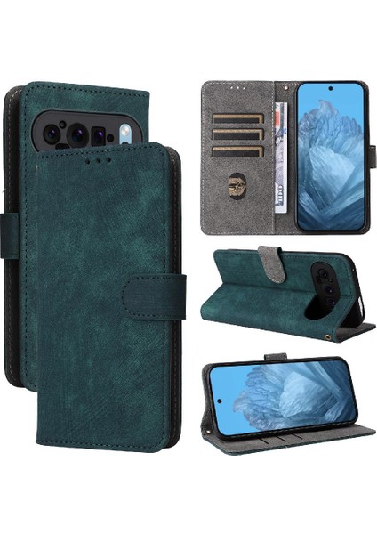Google Piksel 9 Pro Flip Folio Cüzdan Rfıd Engelleme Kart Yuvaları Pu Için Kılıf (Yurt Dışından)
