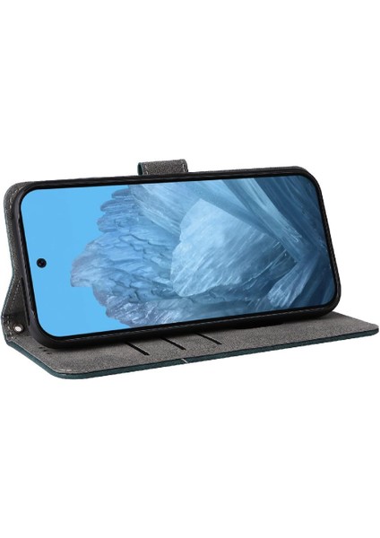 Google Piksel 9 Pro Flip Folio Cüzdan Rfıd Engelleme Kart Yuvaları Pu Için Kılıf (Yurt Dışından)