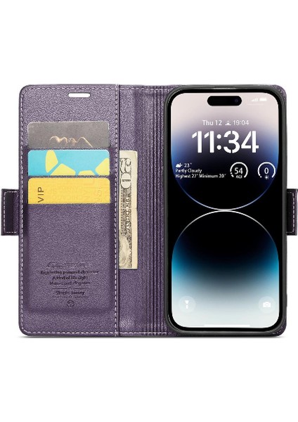 IPhone 14 Pro Max Darbeye Dayanıklı Durumda Anti Dolandırıcılık Cüzdan Durumda (Yurt Dışından)