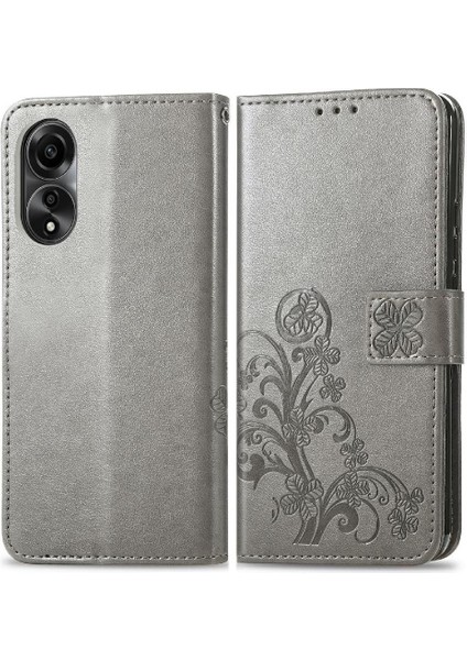 Oppo Için Kılıf A78 4g Kısa Kayış Zarif Iş Dört Yapraklı Yonca Flip (Yurt Dışından)