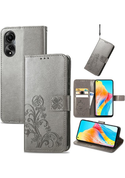 Oppo Için Kılıf A78 4g Kısa Kayış Zarif Iş Dört Yapraklı Yonca Flip (Yurt Dışından) fırsatları