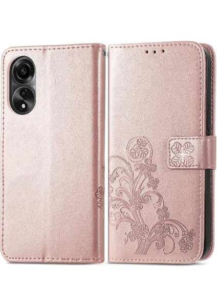 Oppo Için Kılıf A78 4g Kısa Kayış Zarif Iş Dört Yapraklı Yonca Flip (Yurt Dışından)