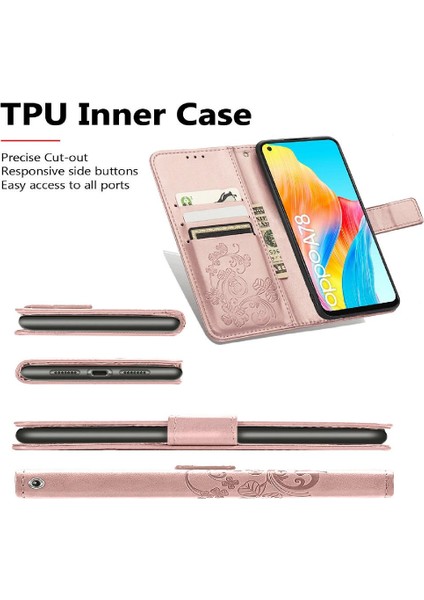 Oppo Için Kılıf A78 4g Kısa Kayış Zarif Iş Dört Yapraklı Yonca Flip (Yurt Dışından) indirimleri