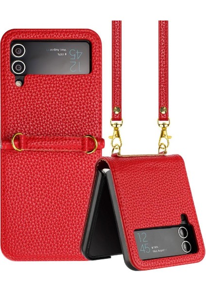 Telefon Kılıfı Için Samsung Galaxy Z Flip 4 Pu Deri Cüzdan Flip Folio Kart (Yurt Dışından)