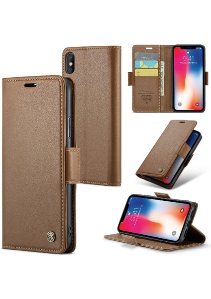 IPhone Xs Max Cüzdan Durumda Anti Dolandırıcılık Kart Yuvası Kickstand (Yurt Dışından)