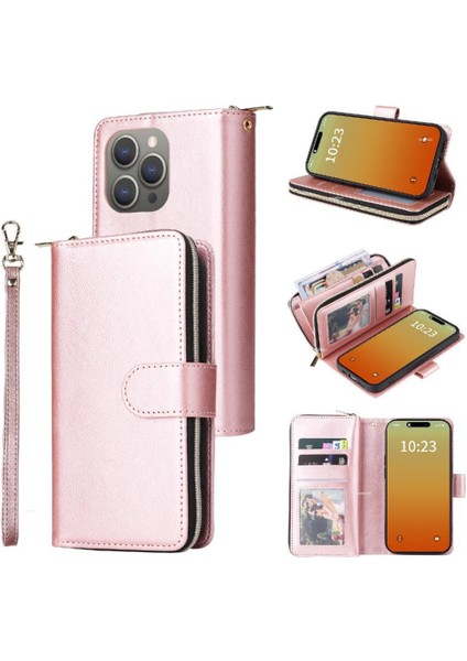 Iphone 15 Pro Max Cüzdan Durumda 9 Kart Yuvaları Kart Tutucu ile Flip (Yurt Dışından)