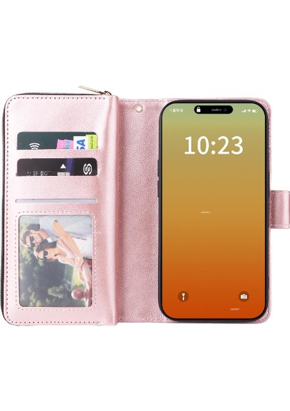 Iphone 15 Pro Max Cüzdan Durumda 9 Kart Yuvaları Kart Tutucu ile Flip (Yurt Dışından)