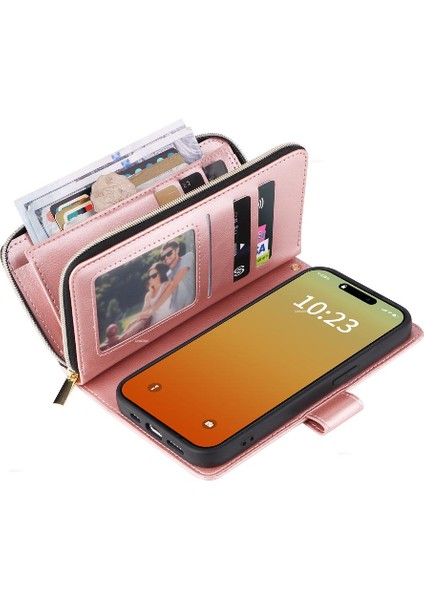 Iphone 15 Pro Max Cüzdan Durumda 9 Kart Yuvaları Kart Tutucu ile Flip (Yurt Dışından)