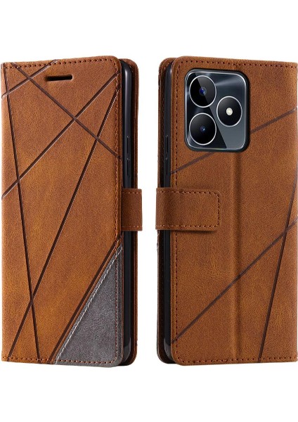Realme C53 Darbeye Dayanıklı Manyetik Pu Deri Cüzdan Flip Folio Kart Için Kılıf (Yurt Dışından) fırsatları