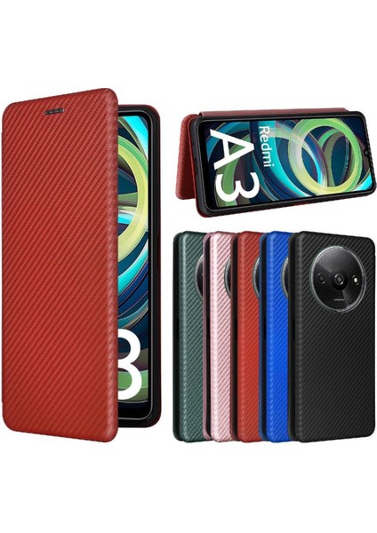 Kart Tutucu Kickstand ile Xiaomi Redmi A3 Manyetik Karbon Fiber Için Kılıf (Yurt Dışından)