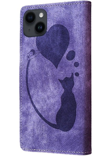 IPhone 13 Için Kılıf Mini Kabartmalı Sevimli Kedi Cüzdan Kılıf Flip Folio Kart (Yurt Dışından)
