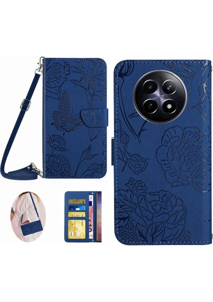 Realme 12 5g Yumuşak Pu Deri Kelebekler ve Çiçekler Deri ile Kılıf (Yurt Dışından)