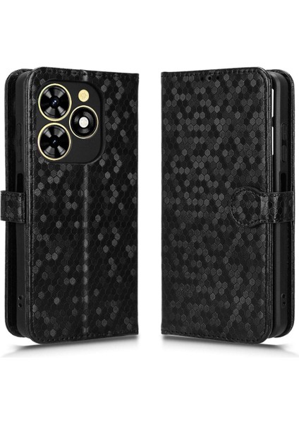 Tecno Spark Için Kılıf 2024 Manyetik Toka Geometrik Desen Deri Gitmek (Yurt Dışından)