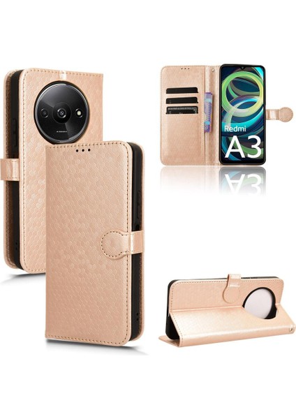 Xiaomi Redmi A3 Geometrik Desen Manyetik Toka Deri Cüzdan (Yurt Dışından)