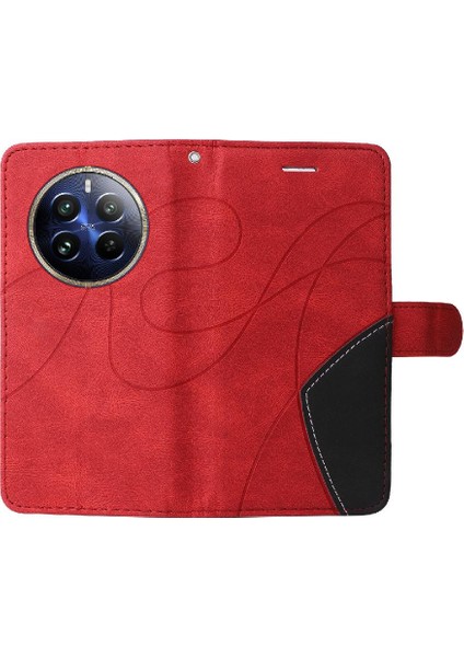 Realme 12 Pro Artı Kickstand Koruyucu Iki Renkli Dikiş Için Flip Case (Yurt Dışından)