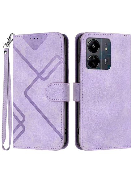 Kart Yuvası Standı ile Xiaomi Redmi 13C Pu Deri Manyetik Kapak Için Kılıf (Yurt Dışından)