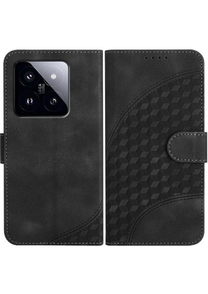 Xiaomi 14 Pro Pu Deri Kapak Çevirin Iş Geometrik Kılıf (Yurt Dışından)