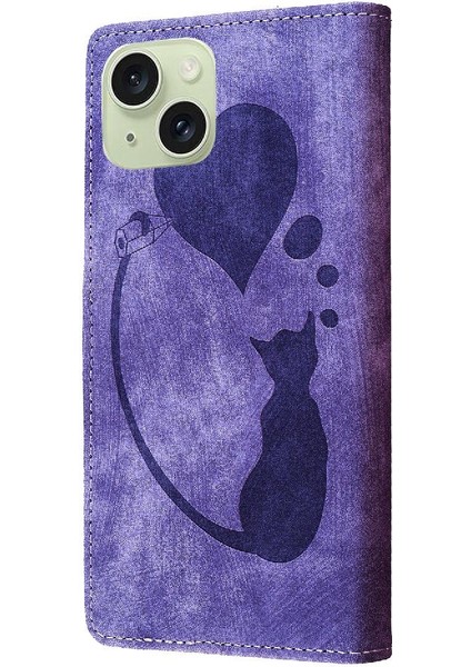IPhone 15 Için Kılıf Kabartmalı Sevimli Kedi Cüzdan Kılıf Kart Cep Flip Folio (Yurt Dışından) fırsatları