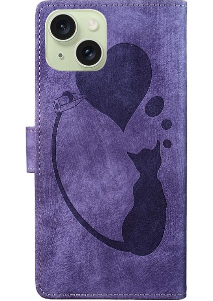 IPhone 15 Için Kılıf Kabartmalı Sevimli Kedi Cüzdan Kılıf Kart Cep Flip Folio (Yurt Dışından) indirimleri
