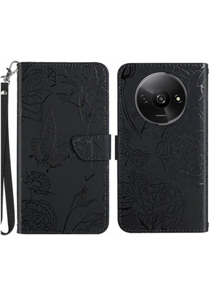 Bilek Kayışı ile Xiaomi Redmi A3 Için Kılıf Pu Deri Kapak Çevirin Çiçekler (Yurt Dışından)