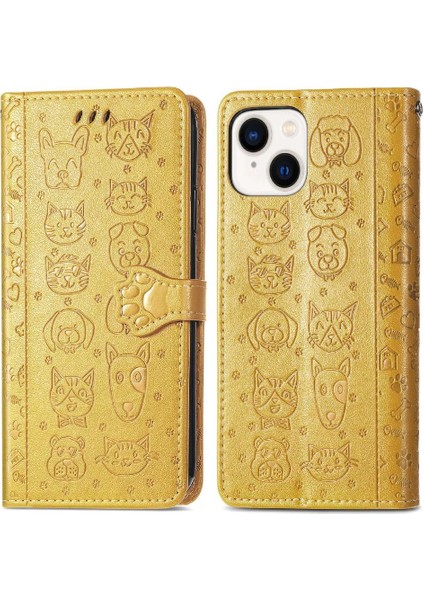 Iphone 14 Için Kılıf Artı Darbeye Karikatür Hayvanlar Deri Kılıf Flip (Yurt Dışından)