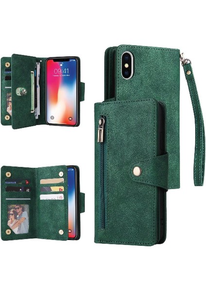 El Kayışı Fermuar Cüzdan Kapak Manyetik Kart ile iphone Xs Max Için Kılıf (Yurt Dışından)