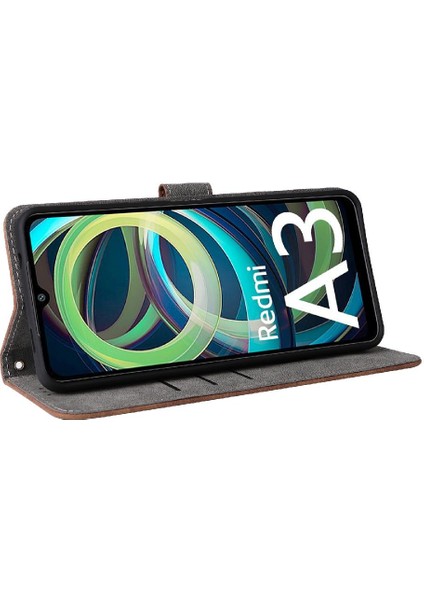 Xiaomi Redmi A3 Kart Yuvaları Için Kılıf Kapak Pu Deri Flip Folio Cüzdan (Yurt Dışından) modelleri