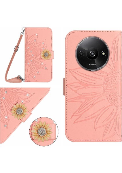 Uzun Bir Kordon Cüzdan ile Kart Yuvası Standı ile Xiaomi Redmi A3 Için Kılıf (Yurt Dışından)