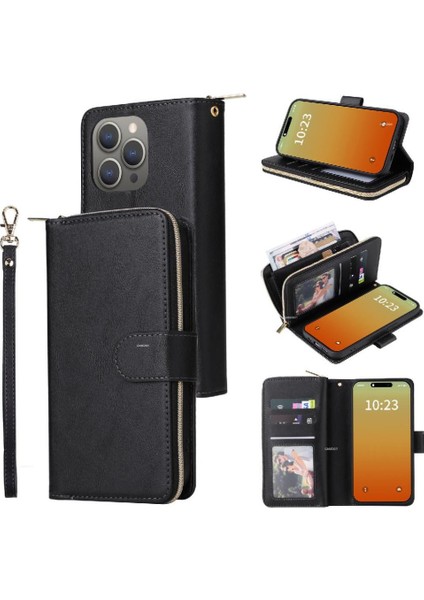 Iphone 15 Pro Max Cüzdan Durumda 9 Kart Yuvaları Kart Tutucu ile Flip (Yurt Dışından)