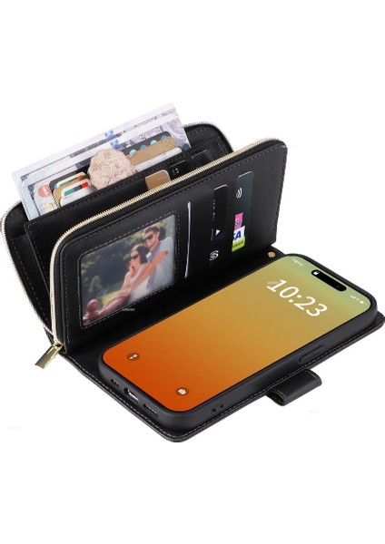Iphone 15 Pro Max Cüzdan Durumda 9 Kart Yuvaları Kart Tutucu ile Flip (Yurt Dışından)
